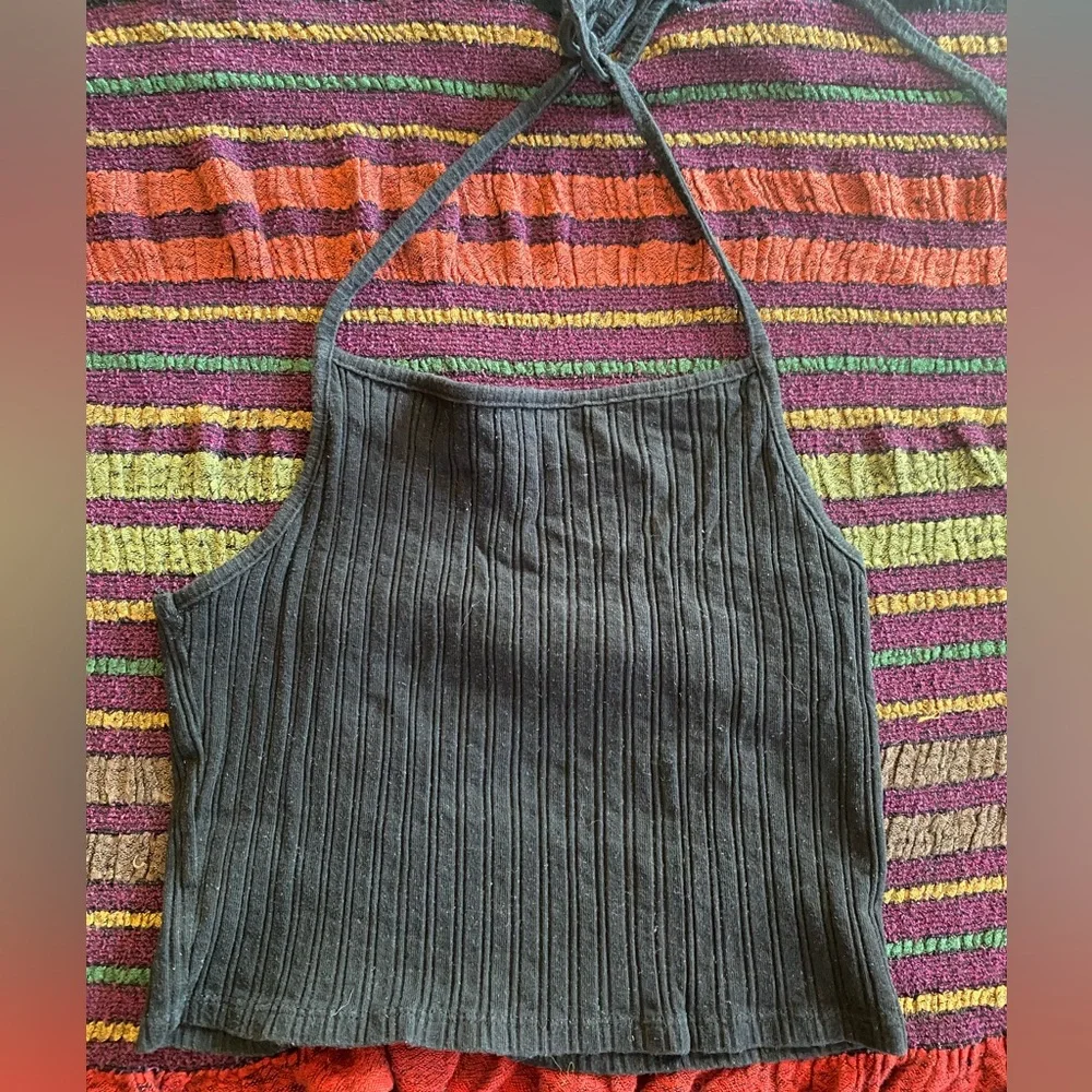 Black Ribbed Halter Top - Picture 1 of 2